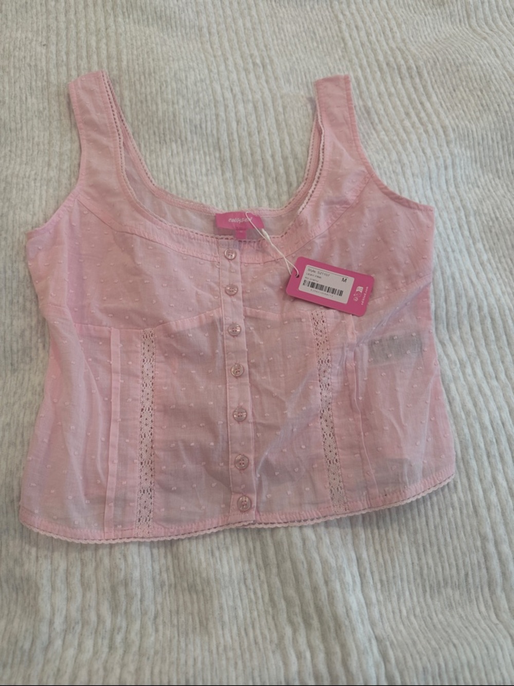 Edikted Light Pink Eyelet Detail Tank